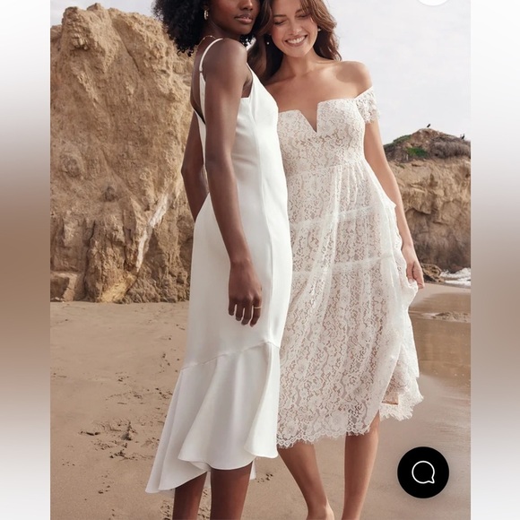 Lulus Absolutely Stunning White Lace Off-the-Shoulder Midi Dress Size XS - Picture 4 of 17